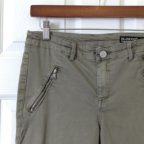 Blank NYC The Reade Mid Rise Ankle Cropped Twill Skinny Cargo Pants Sage 28 - Picture 12 of 14